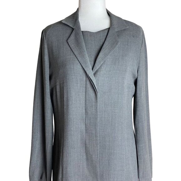 VINTAGE YEOHLEE New York Dress and Jacket Set 2-PC Wool-Blend Gray Womens Sz 10 - Picture 2 of 8
